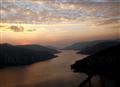 lovely hues of the sunset over the lake